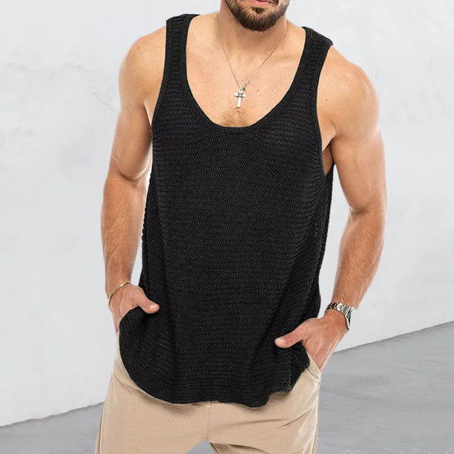 Men's tank top loose knit  mesh