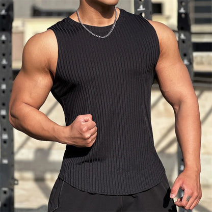 Men's Elastic Striped Tank Top