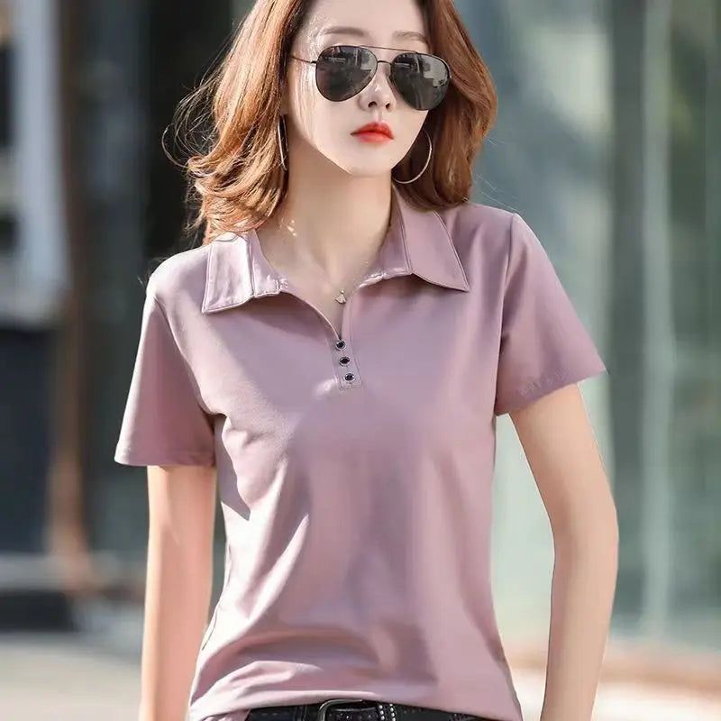 Women's Casual Polo T-Shirt - Relaxed Fit