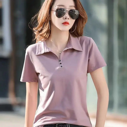 Women's Casual Polo T-Shirt - Relaxed Fit