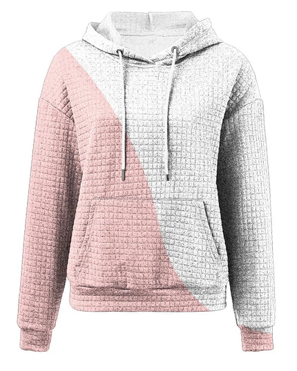 Oversized Women's Hoodie Sweatshirt with Waffle Knit