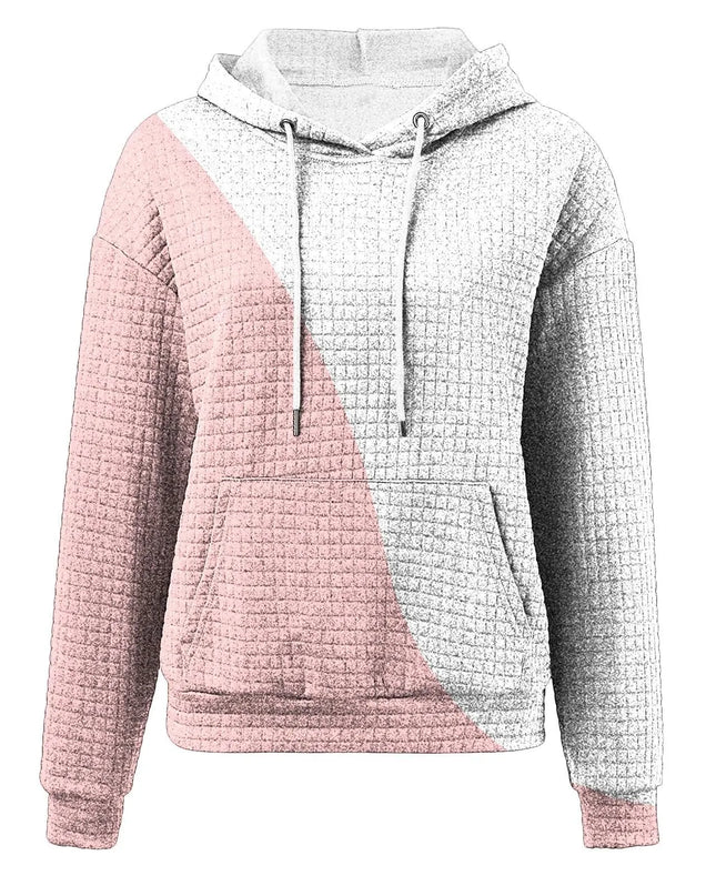 Oversized Women's Hoodie Sweatshirt with Waffle Knit