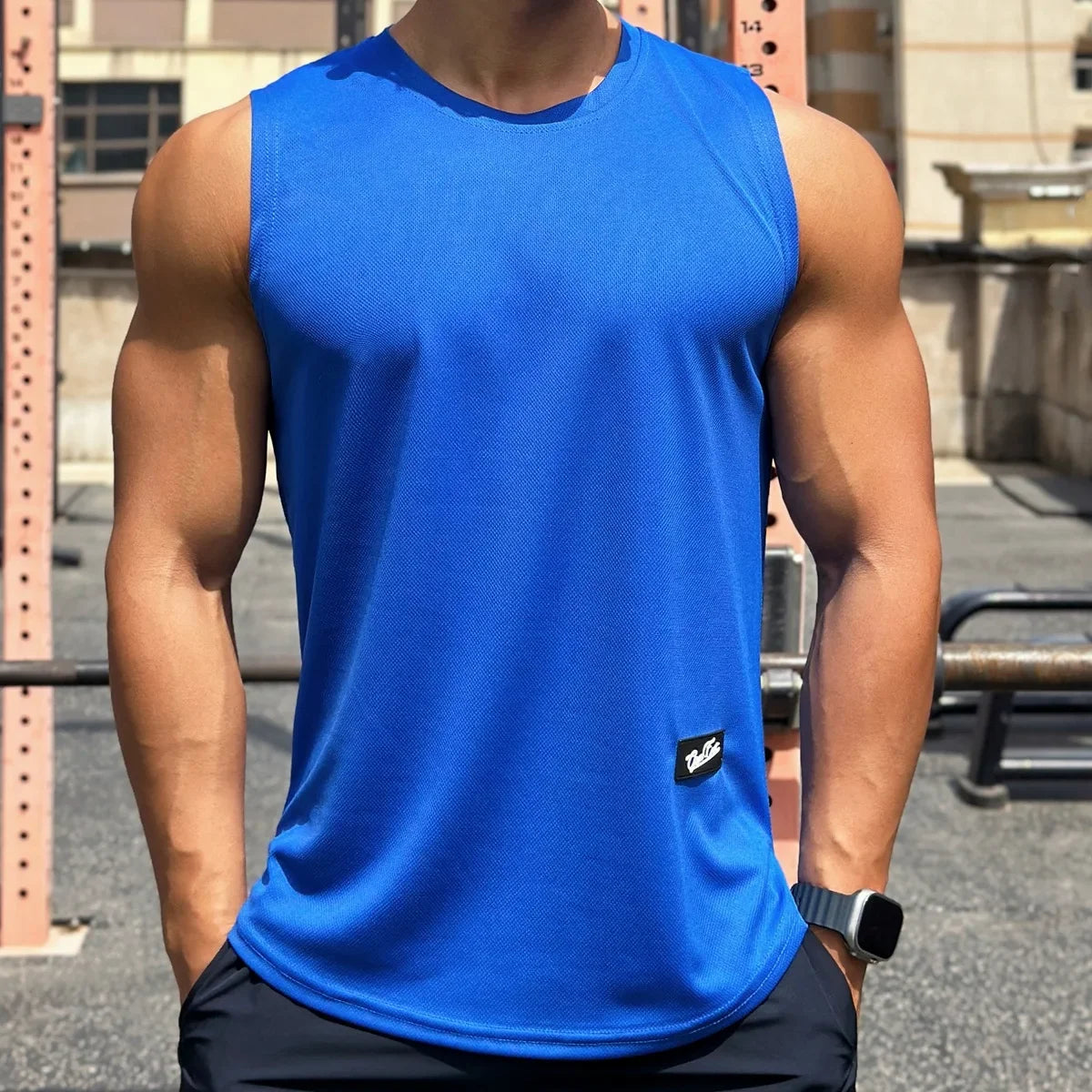 Men's Round Neck Vest with Mesh Bottom - Various Colors