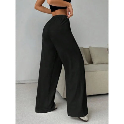 Women's Loose Fit High-Waist Elastic Waist Wide-Leg Sweatpants