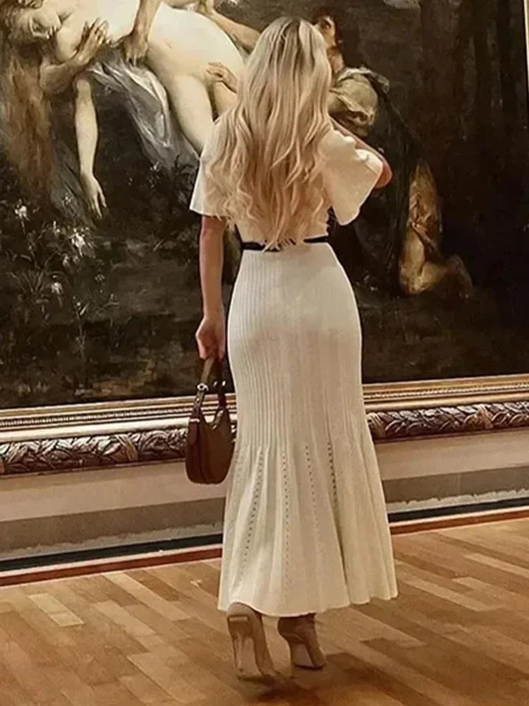Women's Slim Fit Short Sleeve Knit Dress – Elegant Long Sleeve Summer Dress for Women