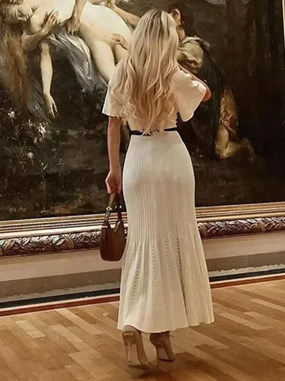 Women's Slim Fit Short Sleeve Knit Dress – Elegant Long Sleeve Summer Dress for Women