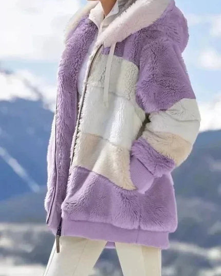 Oversized Hooded Plush Jacket for Women