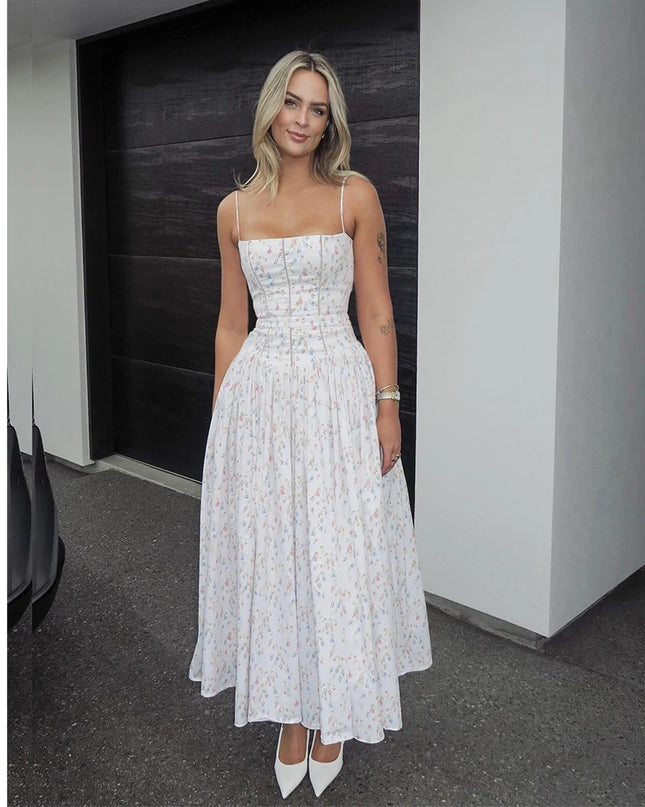Elegant Women's Midi Dress with Floral Print