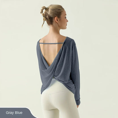 Women's Crossover Back Long Sleeve Sweater