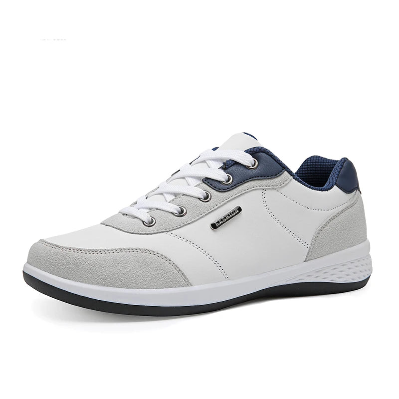 Men's Faux Leather Sneakers – Non-Slip Casual Shoes