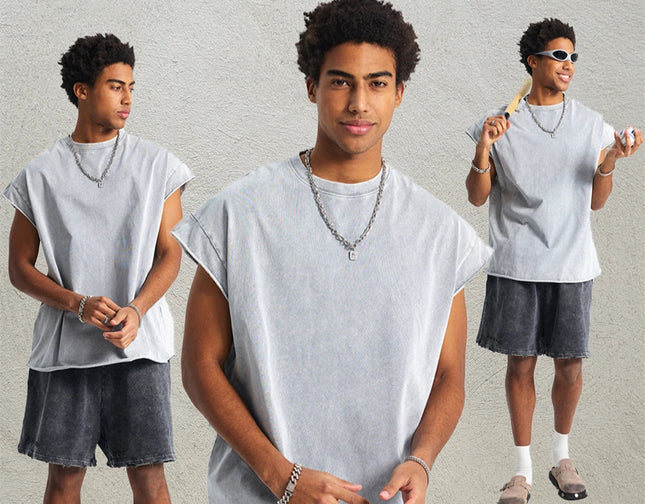 ZODF Unisex Cotton Tank Top – Oversized Loose Fit Sleeveless Vest
