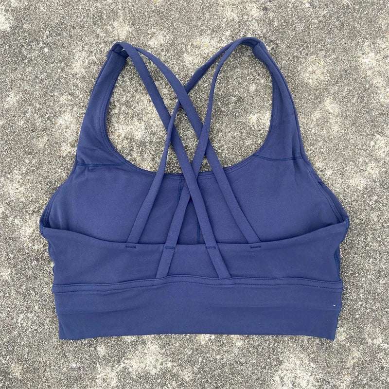 Women's Fitness Sports Bra - Crossback Gym Tank Top with Chest Pad