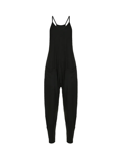 Women's Casual Baggy Jumpsuits with Pockets & Straps