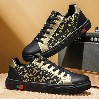 Men's Faux Leather Lace-Up Sneakers