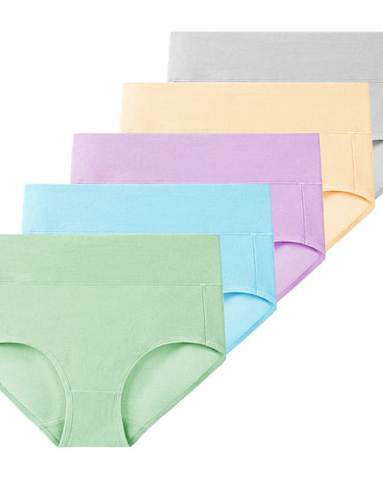 5-Piece Women's Breathable Cotton High-Cut Belly Control Panties
