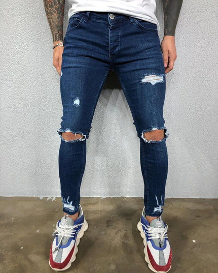 Men's Ripped Skinny Denim Jeans - Casual Style