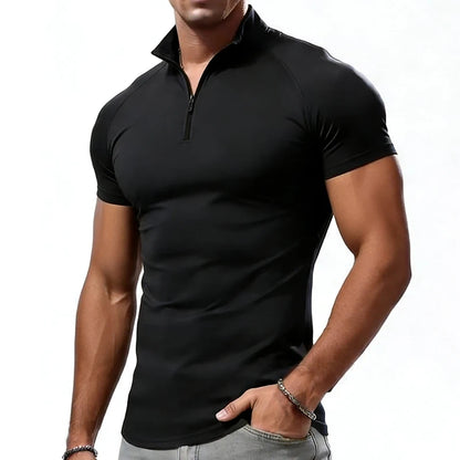 Men's Slim Fit Zipper Neck T-Shirt