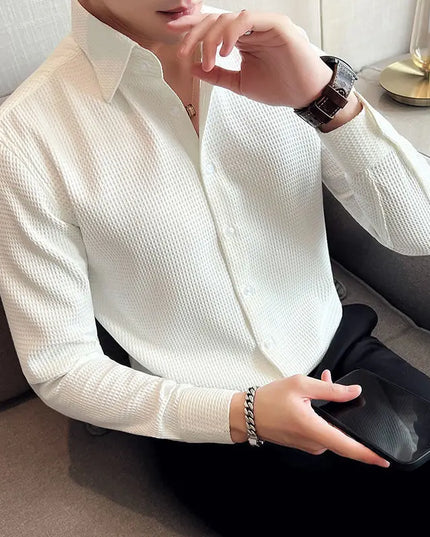Men's Slim Fit Casual Long Sleeve Polo Shirt - Wrinkle-Resistant