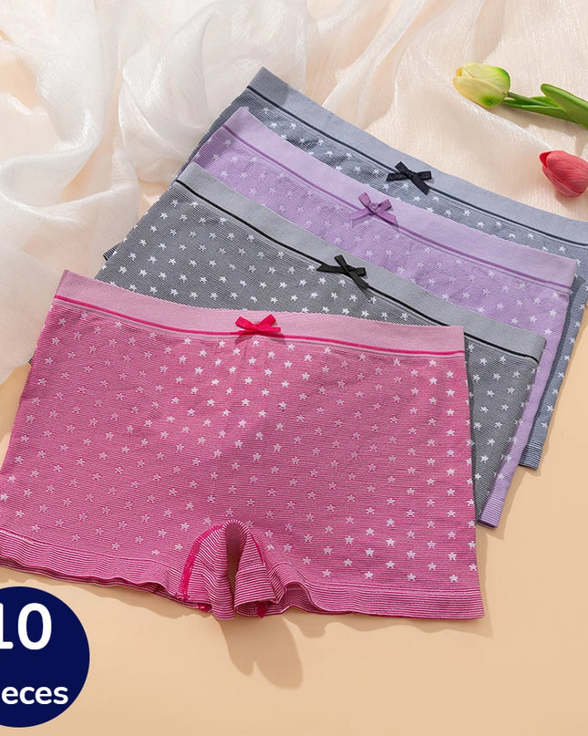 10 Pack Women's Breathable Panties, Comfortable Cotton Boxer Briefs Underwear Set