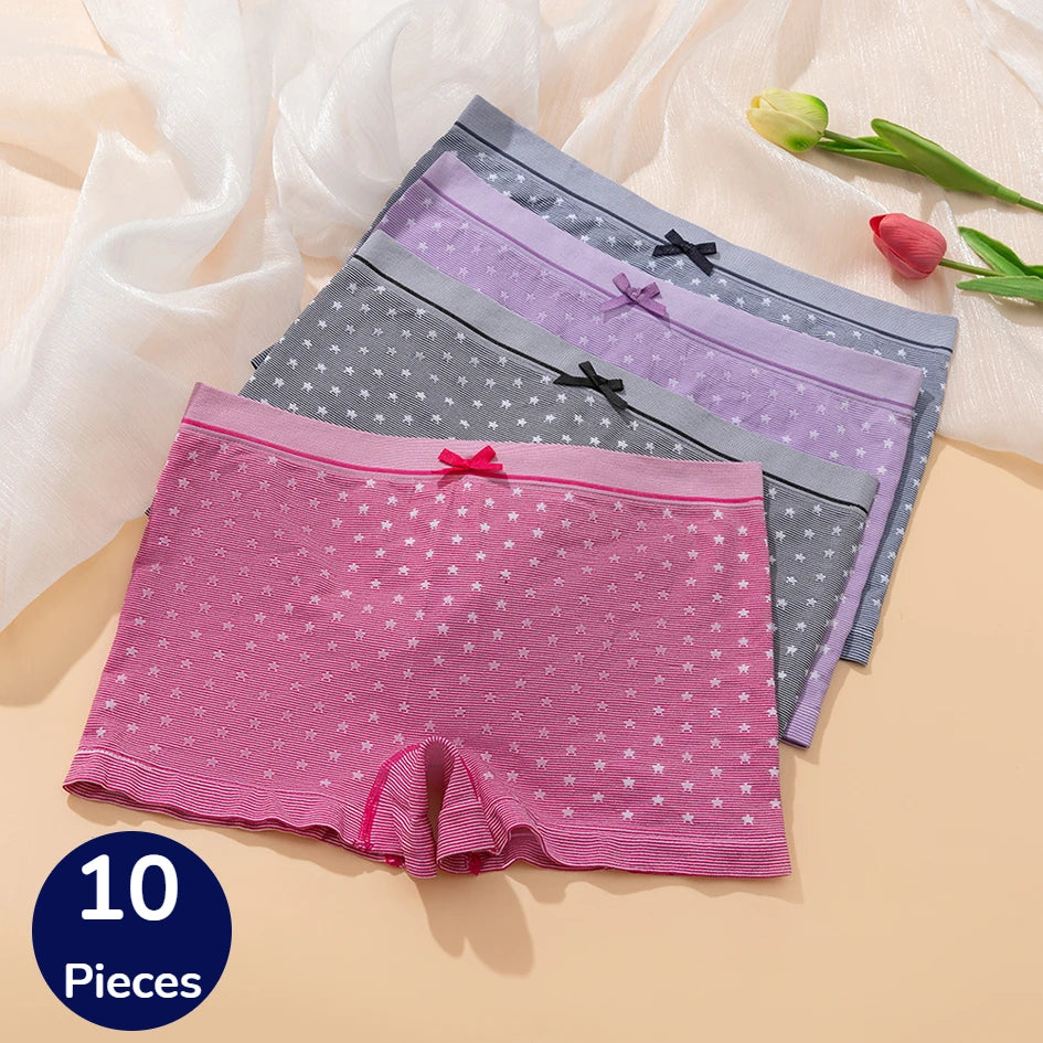 10 Pack Women's Breathable Panties, Comfortable Cotton Boxer Briefs Underwear Set