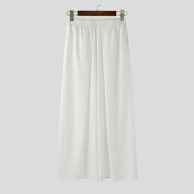 Incerun Men's Casual Wide-Leg Pants with Elastic Waist