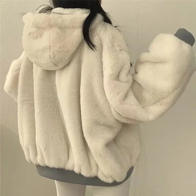 Women's Plus Size Thick Parka Jacket – Casual Oversized Zip-Up Hooded Double-Sided