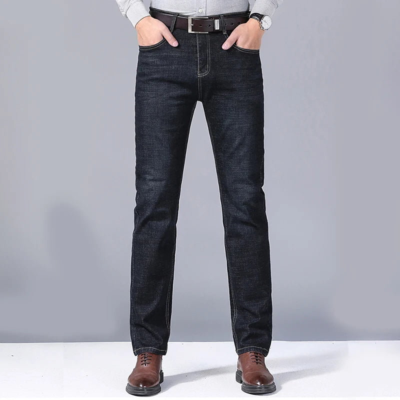 Men's Straight Fit Denim Jeans - Classic & Durable Men's Casual Straight Leg Denim Pants