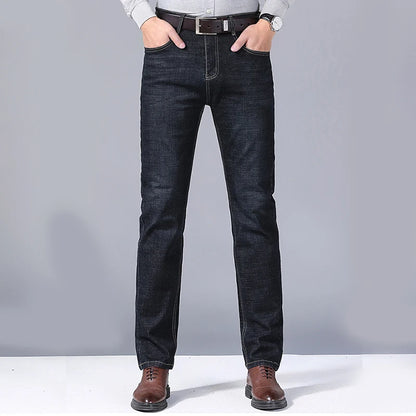 Men's Straight Fit Denim Jeans - Classic & Durable Men's Casual Straight Leg Denim Pants