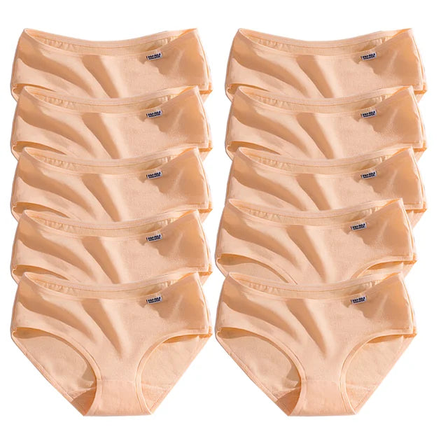 10 Piece Women's Cotton Seamless Boxer Briefs - Comfortable Breathable Underwear for Women