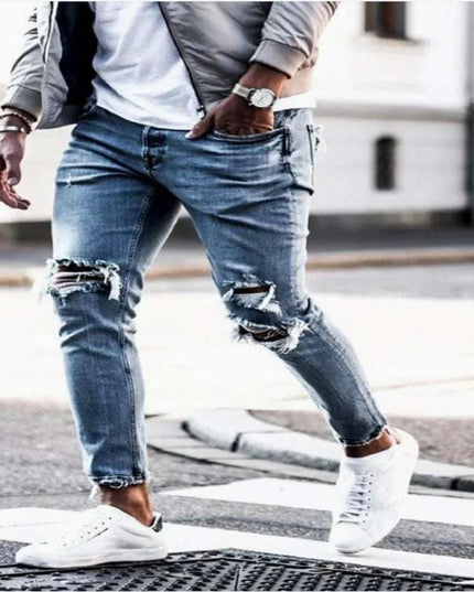 Men's Slim Fit Distressed Denim Stretch Jeans