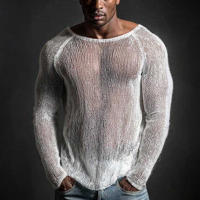 Men's Breathable Transparent Long Sleeve Sweater