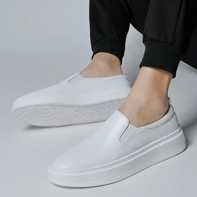 Men's Genuine Leather Slip-On Casual Shoes with Soft Sole