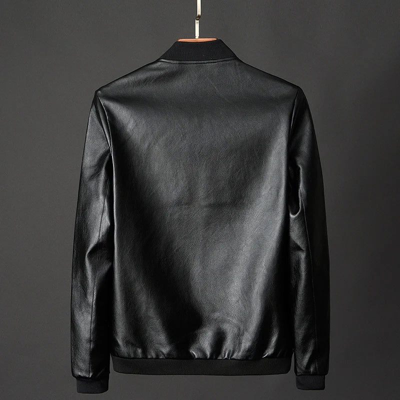 Men's Leather PU Jacket - Casual Vintage Zipper Coat for Men