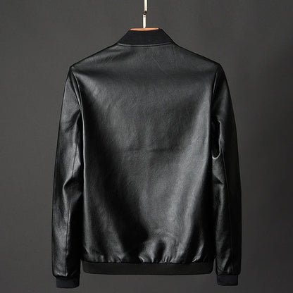 Men's Leather PU Jacket - Casual Vintage Zipper Coat for Men