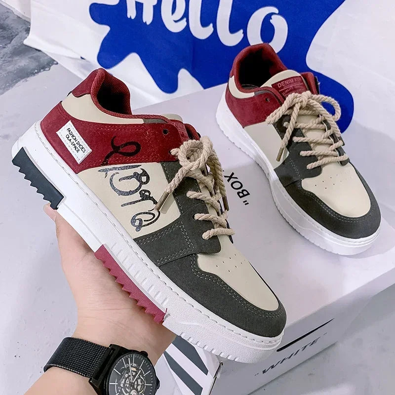 Men's Multicolour Graffiti Print Lace-Up Sneakers