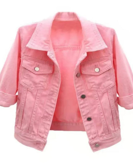 Womens Slim Fit Denim Jacket With Pockets - Various Colors