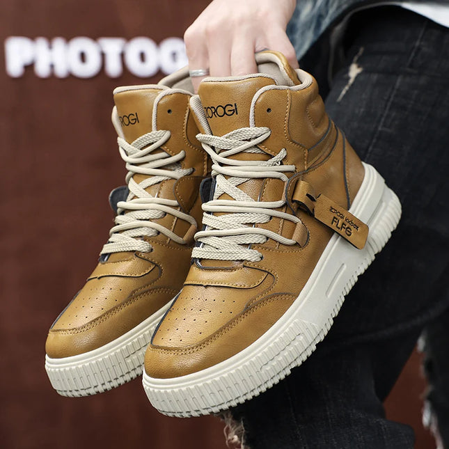 Men's High-Top Casual Faux Leather Boots