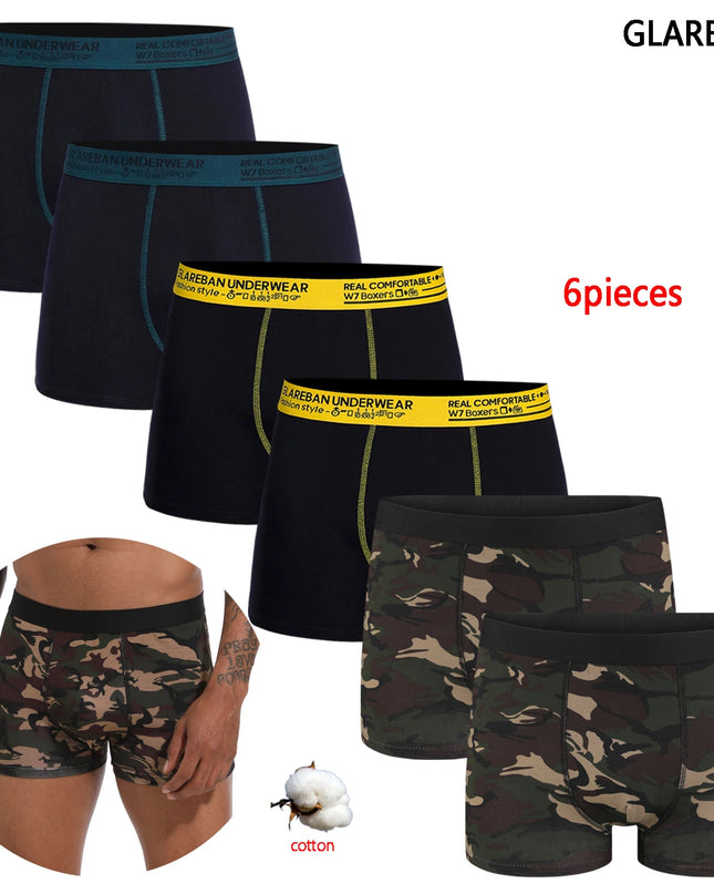 6-Pack Cotton Boxer Briefs for Men – Comfortable & Breathable Underwear Set