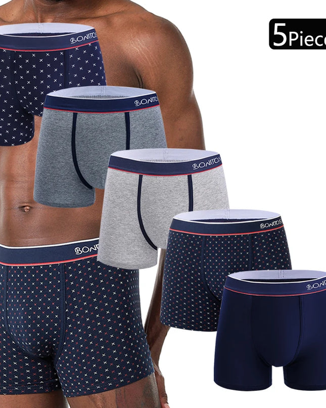 Men's Cotton Boxer Shorts - 5-Pack Comfortable Underwear for All-Day Wear