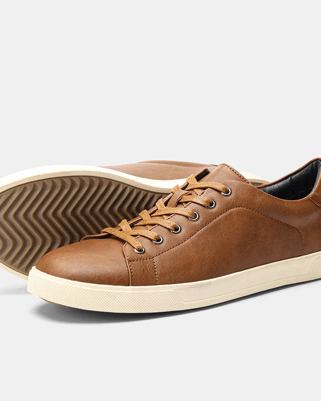 Men's Casual Faux Leather Lace-Up Sneakers