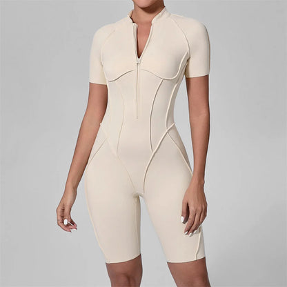 Women's Fitness Jumpsuit with Zipper - Activewear Bodysuit for Workout & Gym