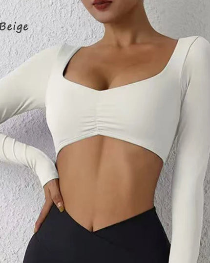 Women's Long-Sleeved Nylon Crop Top