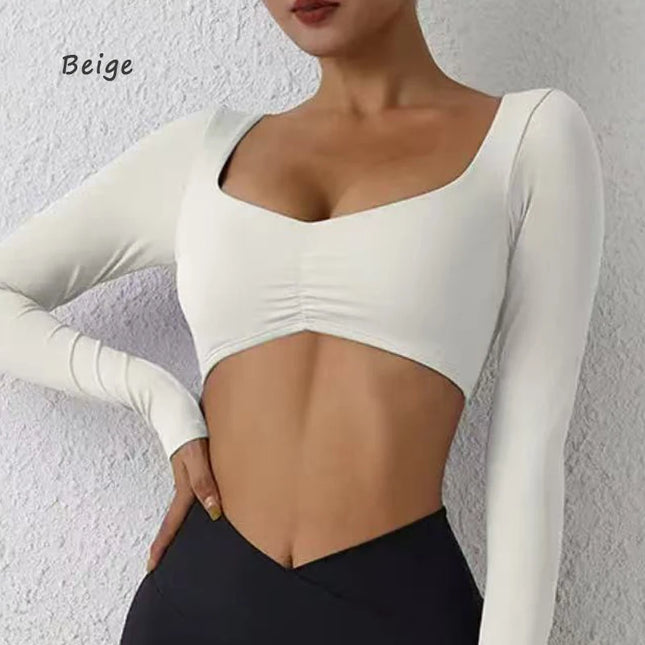 Women's Long-Sleeved Nylon Crop Top