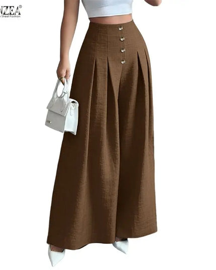 Women's High-Waisted Wide-Leg Pleated Loose Trousers