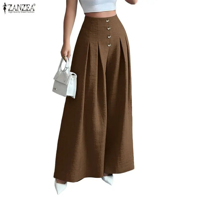 Women's High-Waisted Wide-Leg Pleated Loose Trousers