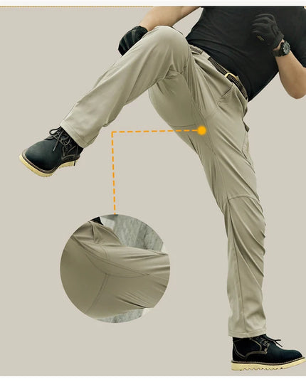 Men's Slim Fit Casual Pants with Multiple Pockets and Micro Elasticity