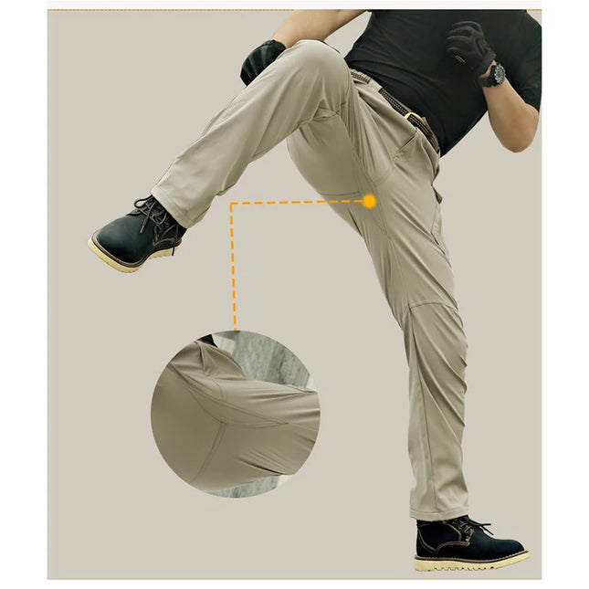 Men's Slim Fit Casual Pants with Multiple Pockets and Micro Elasticity