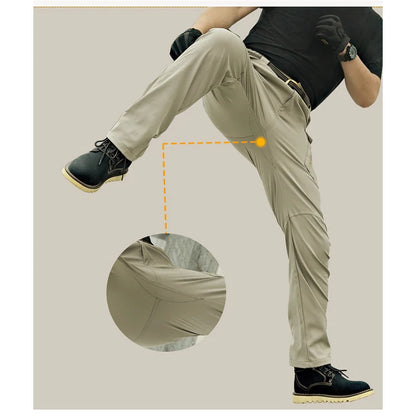 Men's Slim Fit Casual Pants with Multiple Pockets and Micro Elasticity