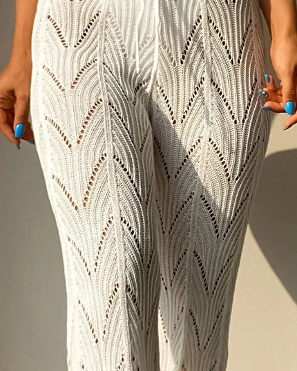 Women's Elegant Hollow Knit Pants - Stylish and Comfortable Knitted Trousers