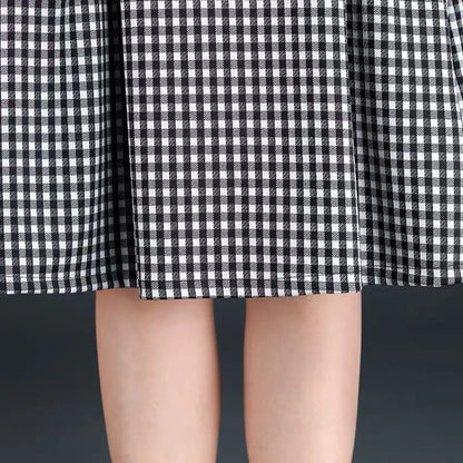 Women's Vintage Plaid Skirt with Elastic Waist - Classic & Stylish Women's Skirt